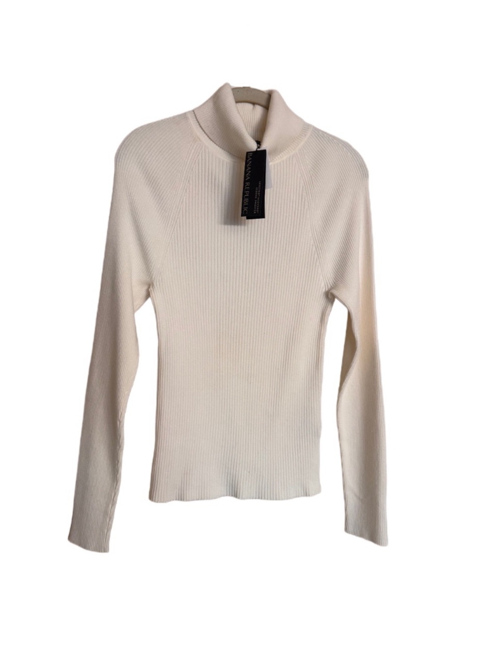 NWT Banana Republic Size M Ivory Lenzing & Ecovero Ribbed Turtleneck Sweater